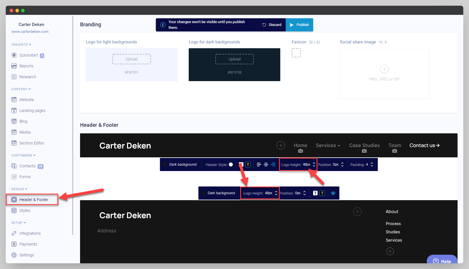 Logo Adjustment Attributes